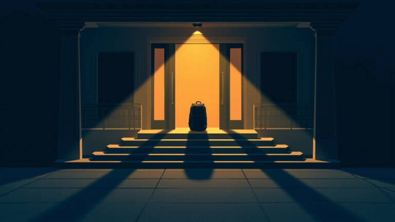 摩納哥公寓階梯上的背包 editorial illustration