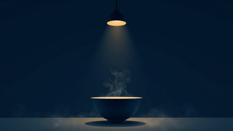 深夜空蕩小店一盞燈一碗麵示意圖