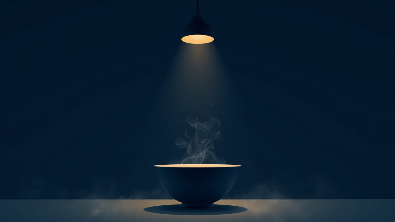 深夜空蕩小店一盞燈一碗麵示意圖